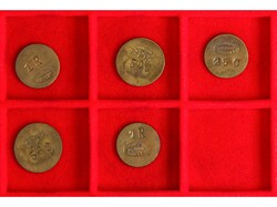 Lote 5 fichas 25 y 50 Cèntims (2) y 1 Ral (2). SOCIEDAD ANONIMA ...