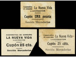 Lote 3 fichas 25 Céntimos (2) y 1 Peseta. COOPERATIVA DE CONSUMO LA ...