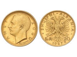 20 Franga Ari. 1927-R. AHMED BEY ZOGU. ROMA. 6,44 grs. AU (900). Fr-2 ...