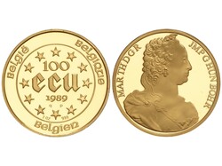 Piedfort 100 Ecu. 1989. 61,80 grs. AU (999). Mª Teresa de Austria. ...