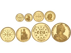 Set 4 monedas 10, 25, 50 y 100 Ecu. 1989. Peso total de 57,4 grs. AU ...