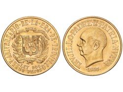 30 Pesos. 1955. 29,66 grs. AU (900). 25º Aniversario del régimen de ...
