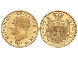 40 Lire. 1814-M. NAPOLEONE I. MILAN. 12,89 grs. AU (900). M grande. ...