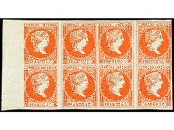 FILIPINAS. 5 cuartos bermellón. Bloque de 8, borde de hoja. PRECIOSO ...