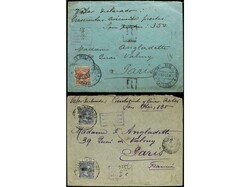 ESPAÑA. 1896-97. Dos cartas circuladas a FRANCIA por VALORES ...
