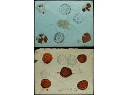 ESPAÑA. 1896-97. Dos cartas circuladas a FRANCIA por VALORES ...