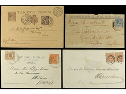 ESPAÑA. 1896-1900. Conjunto de 8 cartas o tarjetas, diversos ...