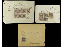 ESPAÑA. 1896-1900. Conjunto de 8 cartas o tarjetas, diversos ...
