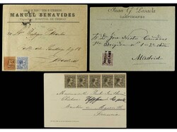 ESPAÑA. 1896-1900. Conjunto de 7 cartas con matasellos de CARTERÍA. ...
