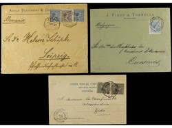 ESPAÑA. 1897-1900. Dos cartas y una tarjeta postal con matasellos ...