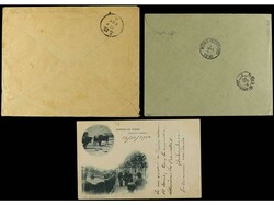 ESPAÑA. 1897-1900. Dos cartas y una tarjeta postal con matasellos ...