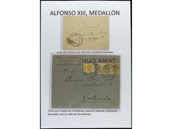ESPAÑA. ALFONSO XIII. MEDALLÓN. Páginas de álbum con sellos ...