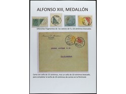 ESPAÑA. ALFONSO XIII. MEDALLÓN. Páginas de álbum con sellos ...