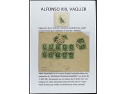 ESPAÑA. ALFONSO XIII. VAQUER. Páginas de álbum con sellos ...