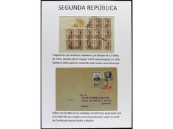 ESPAÑA. SEGUNDA REPÚBLICA. Páginas de álbum con sellos bisectados ...