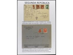 ESPAÑA. SEGUNDA REPÚBLICA. Páginas de álbum con sellos bisectados ...