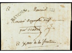 ESPAÑA: PREFILATELIA. 1786. FRANCIA a JEREZ. Marca de entrada por ...