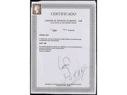 ESPAÑA. 2 reales rojo, borde de hoja, procedente de la hoja Muestra. ...