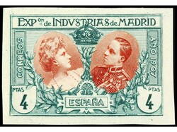 ESPAÑA. EXPO. INDUSTRIAS DE MADRID. ENSAYOS DE COLOR. 4 pts. azul y ...