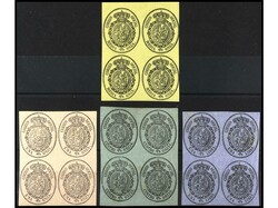ESPAÑA. SERIE COMPLETA en bloques de cuatro. Ed.35/38. Cat. 157,80€