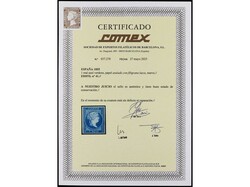 ESPAÑA. 1 real azul verdoso. LUJO. RARO en esta calidad. Cert. COMEX ...