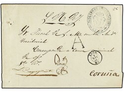 ESPAÑA: PREFILATELIA. 1858. LUGO a CORUÑA. Marca A de Abono de LUGO ...