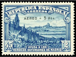 ESPAÑA. Aéreo + 5 pts. MUY BONITO. Cert. CEM. Ed.759. Cat. 700€