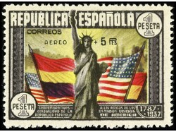 ESPAÑA. Aéreo + 5 pts. multicolor. Ed.765. Cat. 600€