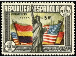 ESPAÑA. Aéreo + 5 pts. multicolor. Ed.765. Cat. 600€