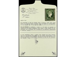 ESPAÑA. 2 cuartos verde. Tres amplios márgenes. Muy buen ejemplar. ...