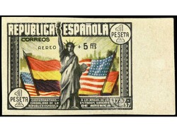 ESPAÑA. Aéreo + 5 pts. multicolor. SIN DENTAR. Goma oscura. Ed.765s ...