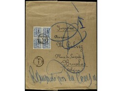 ESPAÑA. 2 pts. azul. Conjunto formado por una carta circulada a U.S ...