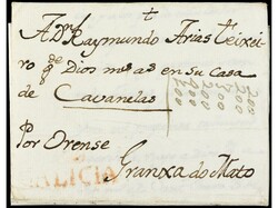 ESPAÑA: PREFILATELIA. 1778. SANTIAGO a CABANELAS. Marca GALICIA y ...