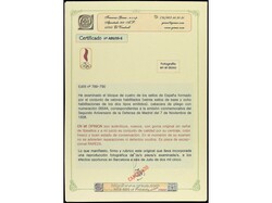 ESPAÑA. 45 cts. + 2 pts. Bloque de veinte sellos cabecera de pliego, ...