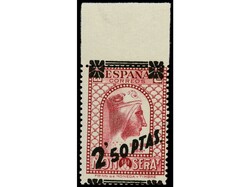 ESPAÑA. 2,50 pts. s. 25 cts. carmín SOBRECARGA DESPLAZADA. Ed.791hdv