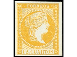 ESPAÑA. NO EXPENDIDO. 12 cuartos naranja, tipo II (tirada posterior) ...