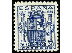 ESPAÑA. 30 cts. azul. LUJO. Raro en esta calidad. Cert. GRAUS ...