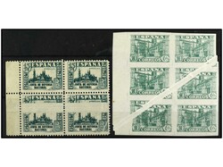 ESPAÑA. 10 y 15 cts. en bloques de cuatro, variedad por FUELLE DEL ...