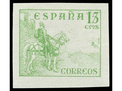ESPAÑA. 5 cts. verde y 15 cts. verde amarillento. COLORES CAMBIADOS ...
