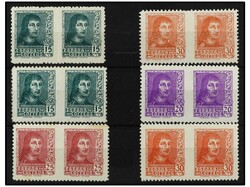 ESPAÑA. SERIE COMPLETA, 6 valores en PAREJAS HORIZONTALES SIN ...