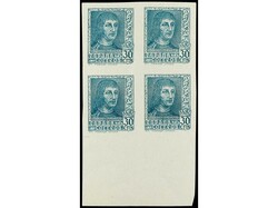 ESPAÑA. 30 céntimos verde amarillento sin dentar, CAMBIO DE COLOR. ...