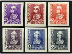 ESPAÑA. SERIE COMPLETA, 6 valores SIN DENTAR. 50 cts. y 1 pta. ...