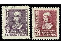 ESPAÑA. 40 cts. lila rosa. ERROR DE COLOR. No reseñado. MUY RARO y ...