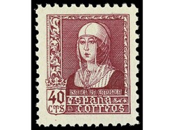 ESPAÑA. 40 cts. lila rosa. ERROR DE COLOR. No reseñado. MUY RARO y ...