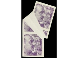 ESPAÑA. 20 cts. violeta. Pareja vertical con espectacular FUELLE DEL ...
