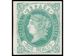 ESPAÑA. 2 reales verde. PIEZA DE LUJO. Ed.62