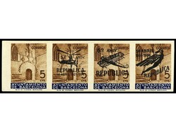 ESPAÑA: AYUNTAMIENTO DE BARCELONA. NO EXPENDIDO. Tira de cuatro con ...