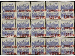 ESPAÑA: ASTURIAS Y LEON. 1,20 pts. s. 5 cts. azul violeta. Bloque de ...