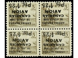 ESPAÑA: CANARIAS. 1,25 pts. s. 5 c., bloque de 4, HABILITACIÓN ...