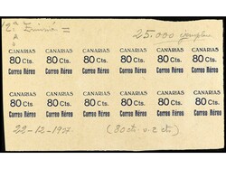 ESPAÑA: CANARIAS. PRUEBA de la habilitación de 80 Cts. en azul con ...